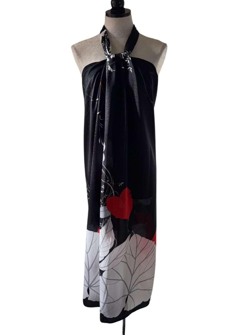 Malihini 1970s Womens Hawaiian Sarong / Halter Maxi Wrap Dress Size Medium Rare